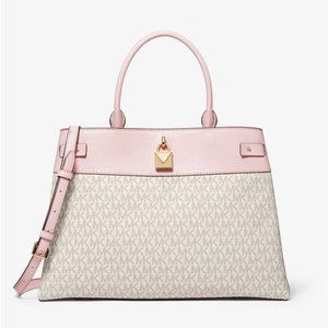 NWT Gramercy Large Logo and Leather Satchel